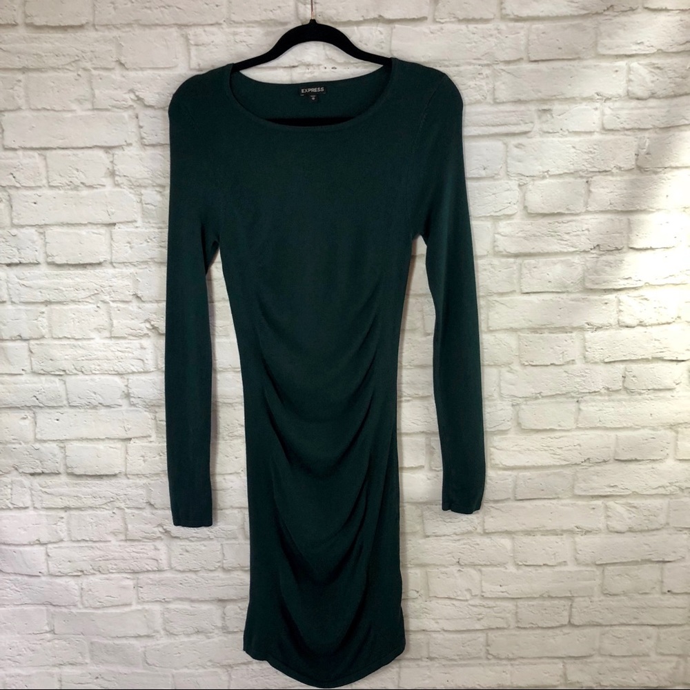 Express Ruched Crewneck Knit Dress - XS